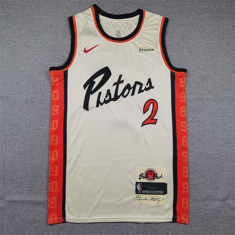 Pistons 2023-24 City Edition Cream and Red Jersey