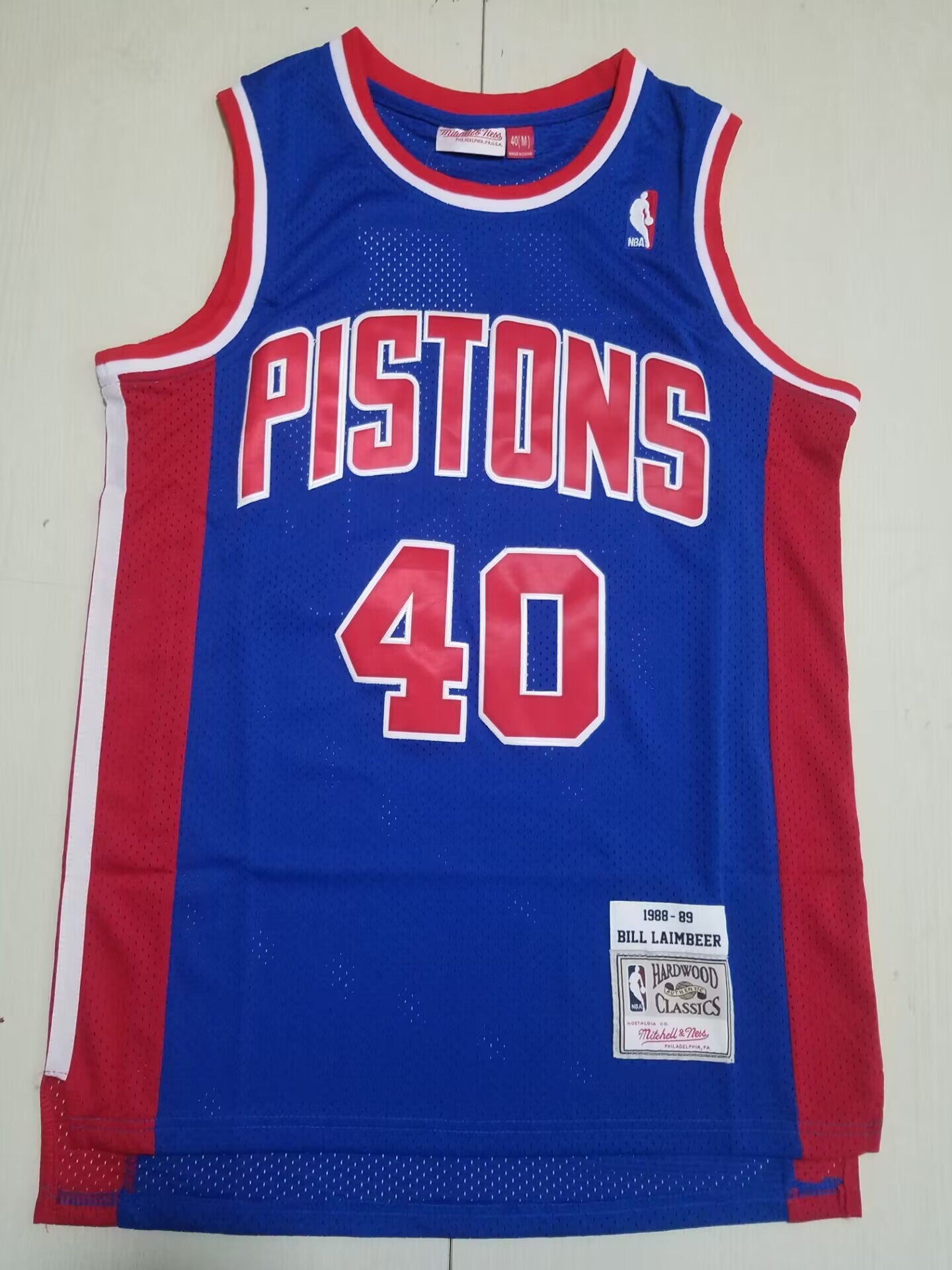 Detroit Pistons Bill Laimbeer #40 1988-89 Retro Edition Blue Red