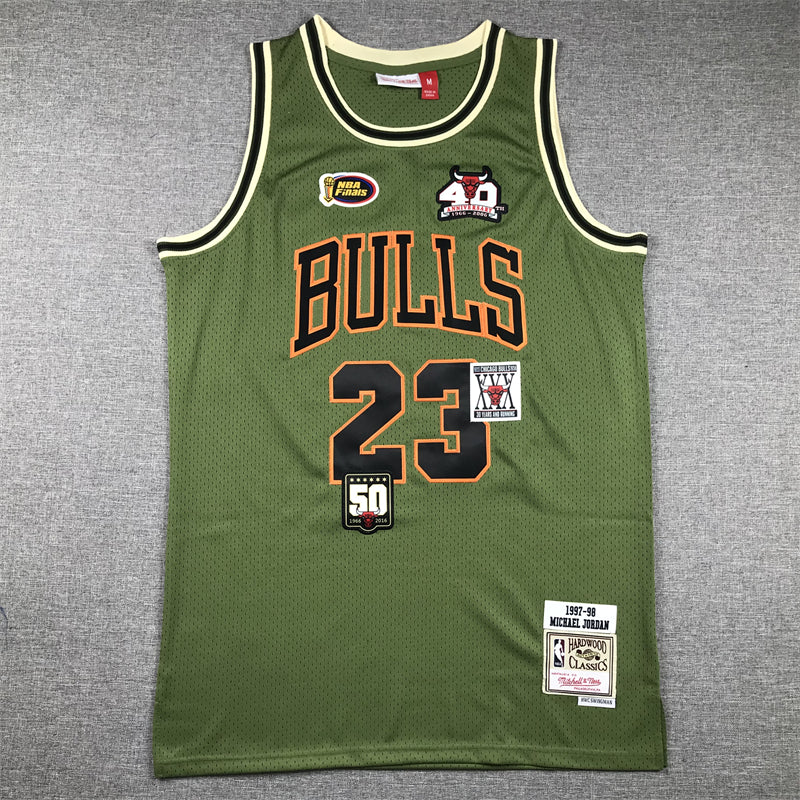 Bulls Michael Jordan #23 1997-98 Hardwood Classics Olive Jersey