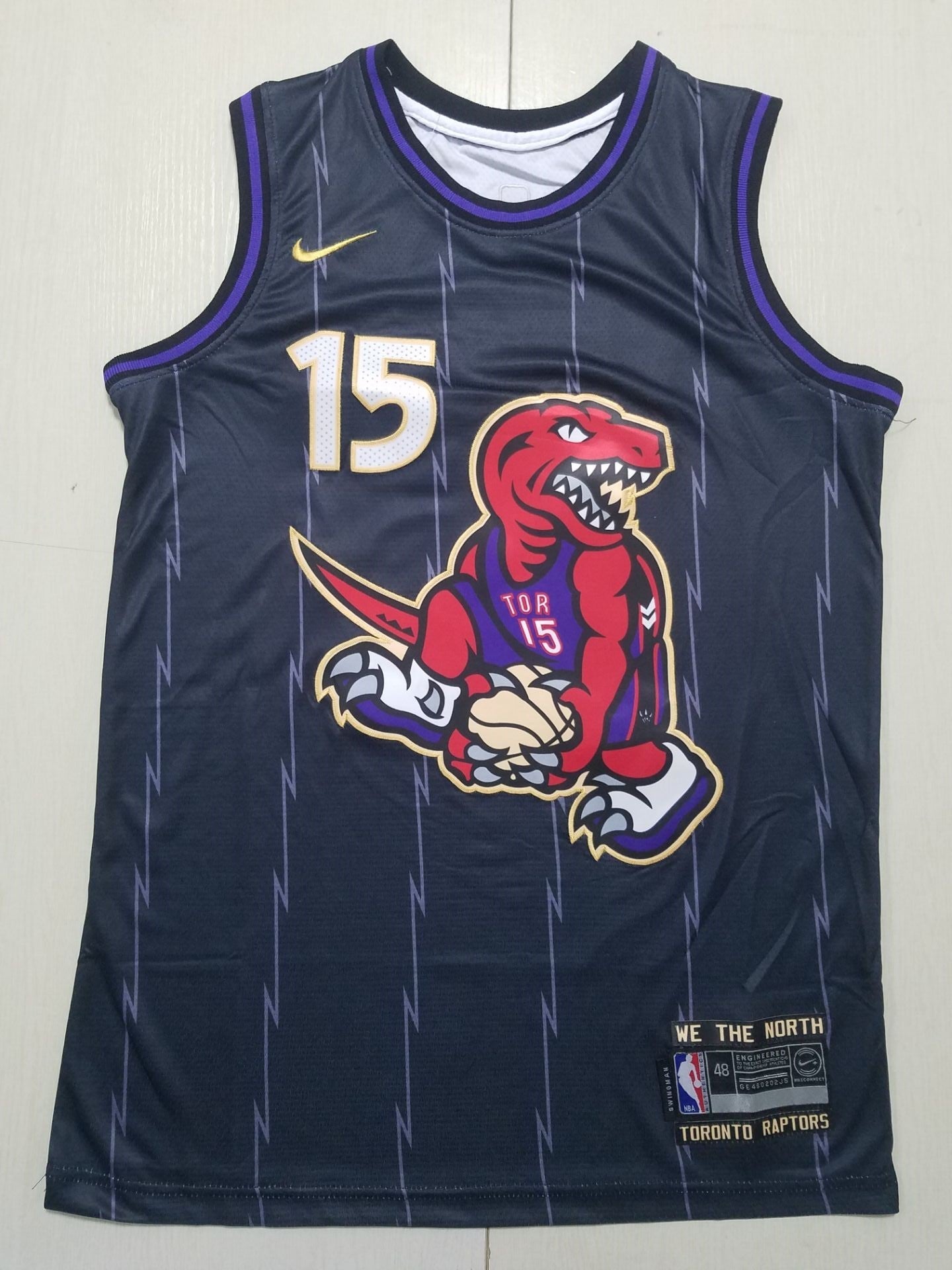 Raptors Retro Purple Dino Edition Black and Purple Jersey
