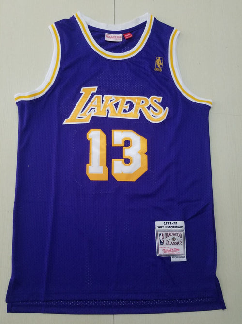 1971 Lakers Hardwood Classic Wilt Chamberlain #13 Purple Yellow