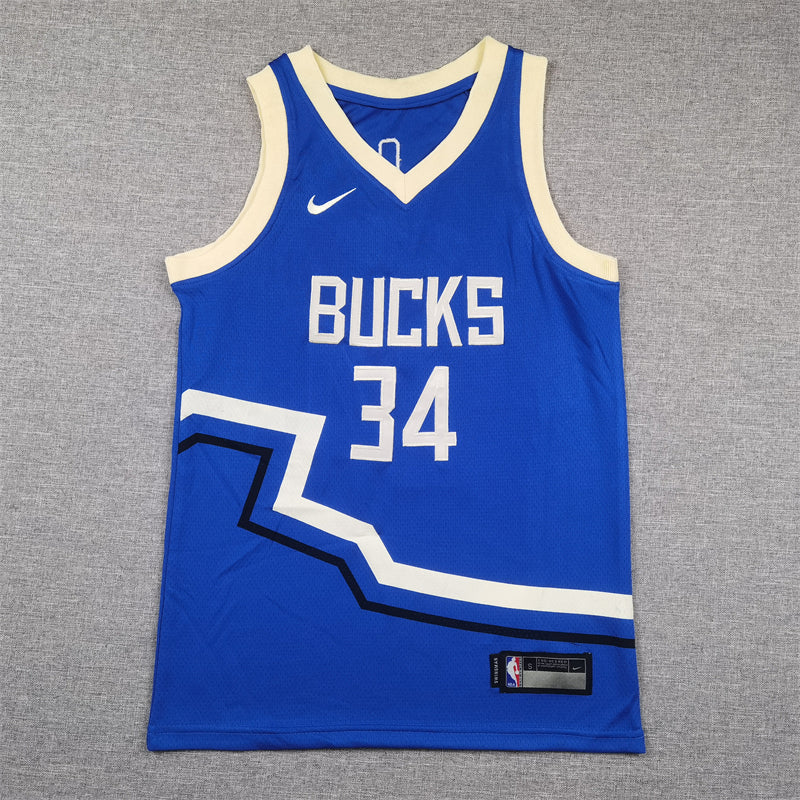 Milwaukee Bucks 2024 City Edition Blue & Cream Jersey