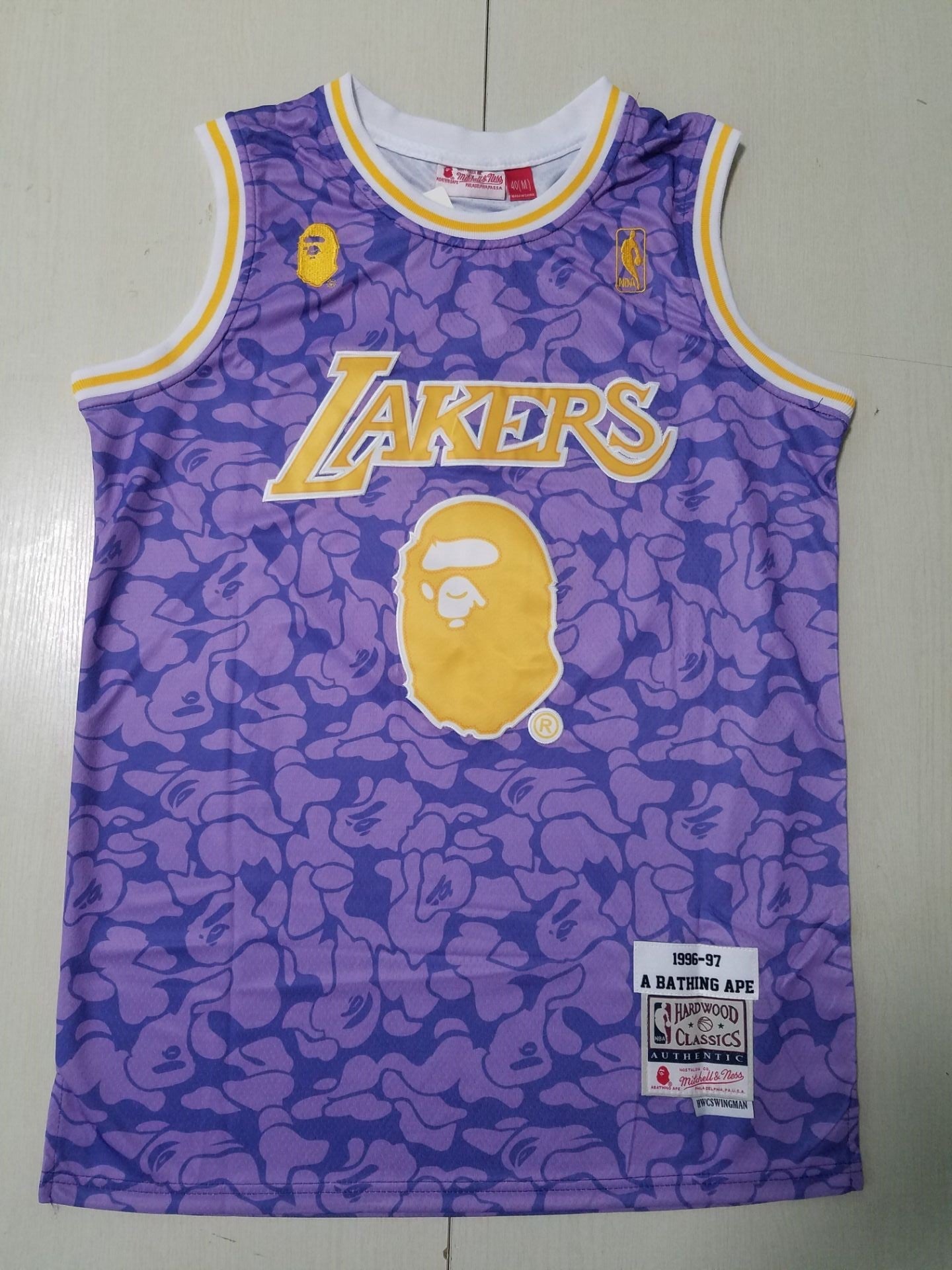Los Angeles Lakers BAPE #93 1996-97 Legend Retro Edition Purple & Yellow Jersey