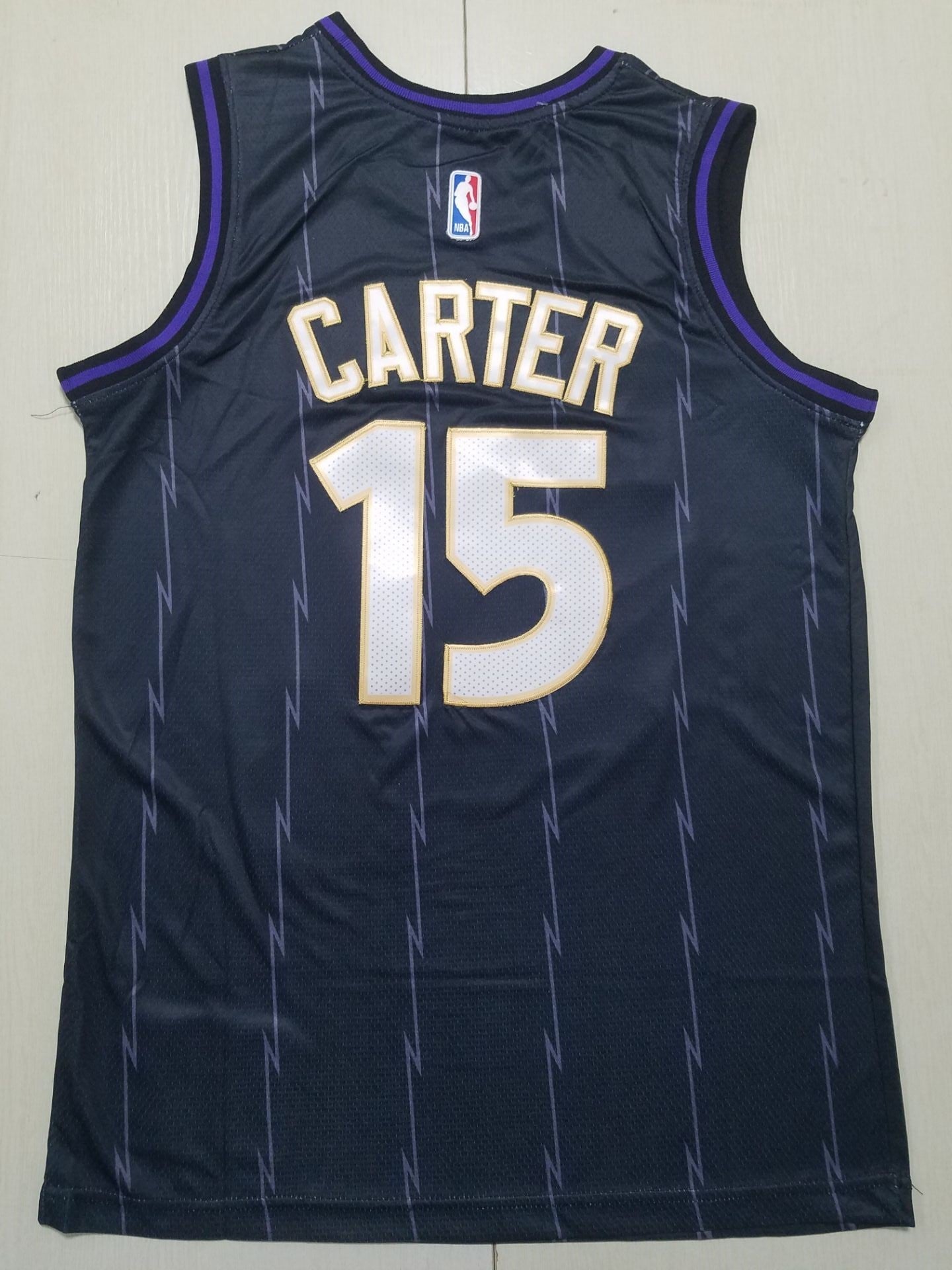 Raptors Retro Purple Dino Edition Black and Purple Jersey