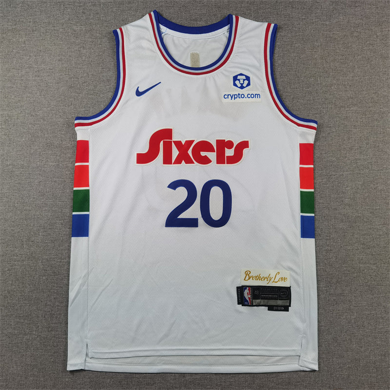 Sixers 2023-24 City Edition White and Multi-Color Jersey