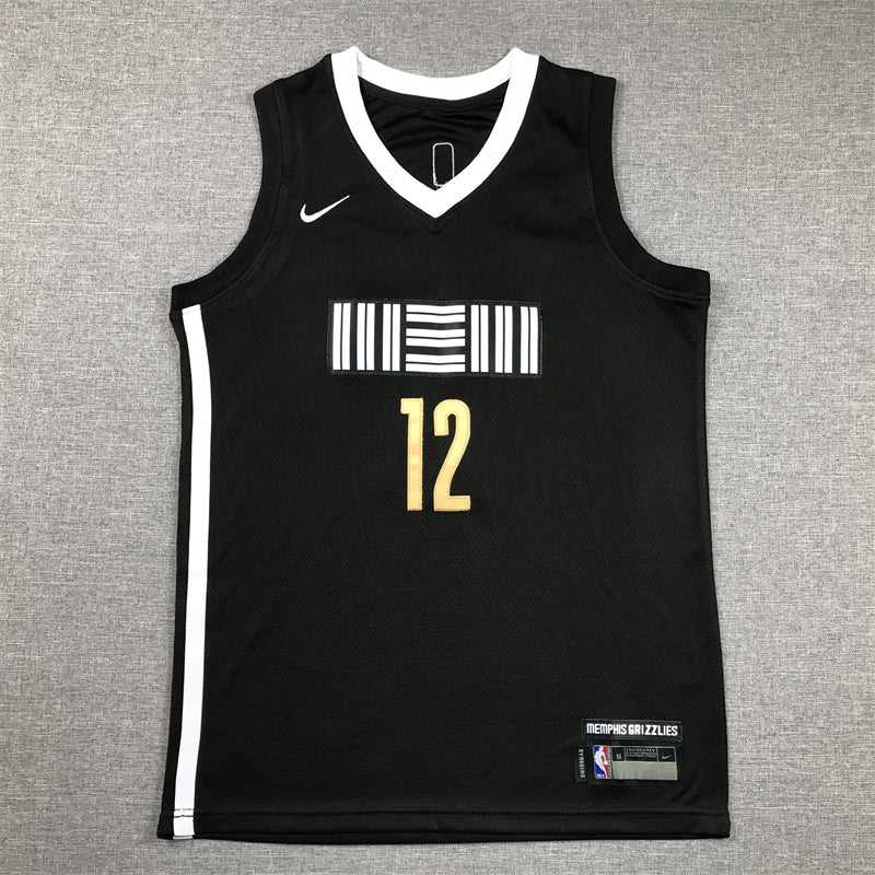 Grizzlies Ja Morant #12 2023-24 Honour Edition Black Gold Jersey