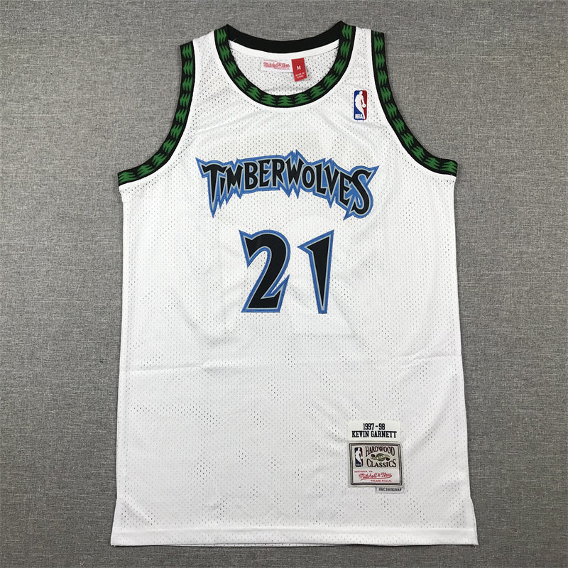 Minnesota Timberwolves Kevin Garnett #21 1997 Legend Edition White/Blue/Green