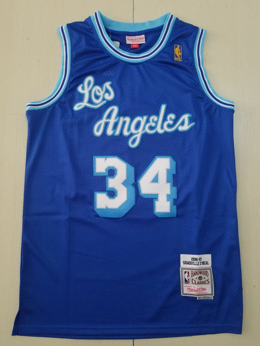 1996 Lakers Hardwood Classics Shaquille O'Neal #34 Blue & White