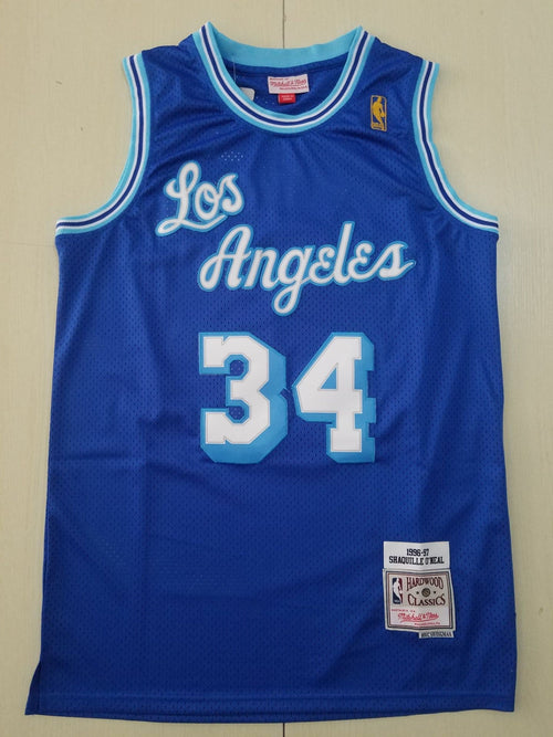 1996 Lakers Hardwood Classics Shaquille O'Neal #34 Blue & White