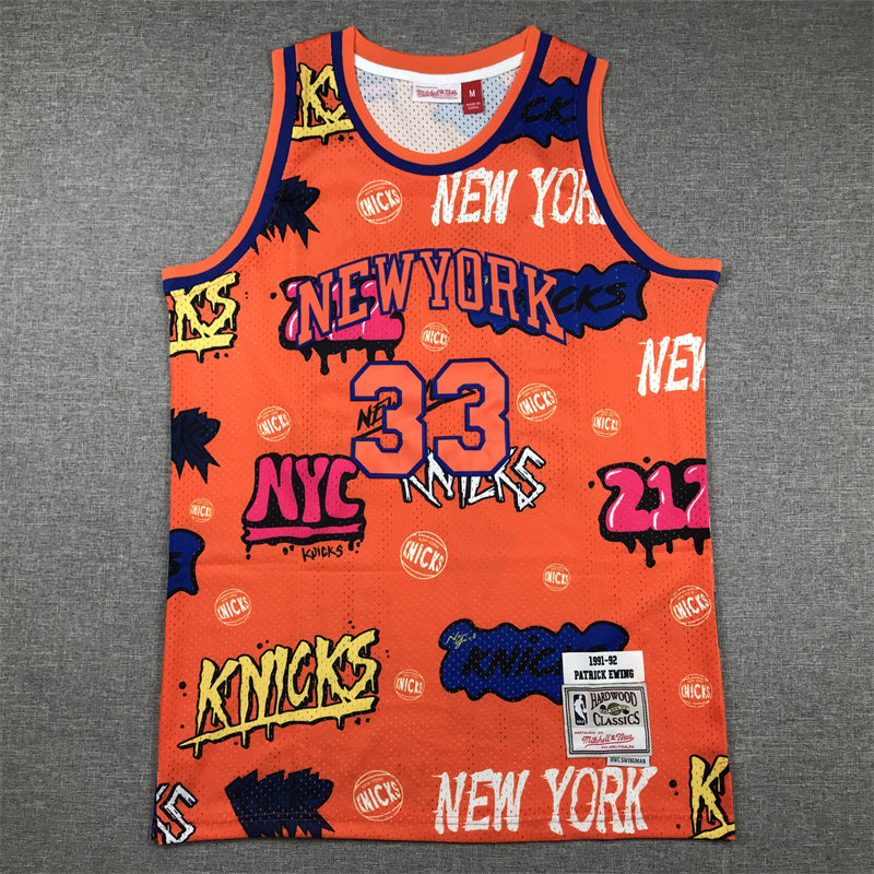 New York Knicks Patrick Ewing #33 1991-92 Legend Retro Edition Orange & Blue