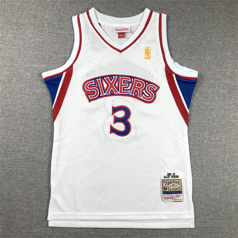 76ers Allen Iverson #3 1996-97 Hardwood Classics White Jersey