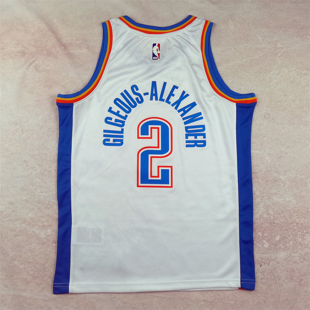 Oklahoma City Thunder 2023-24 Association Edition White & Blue Jersey