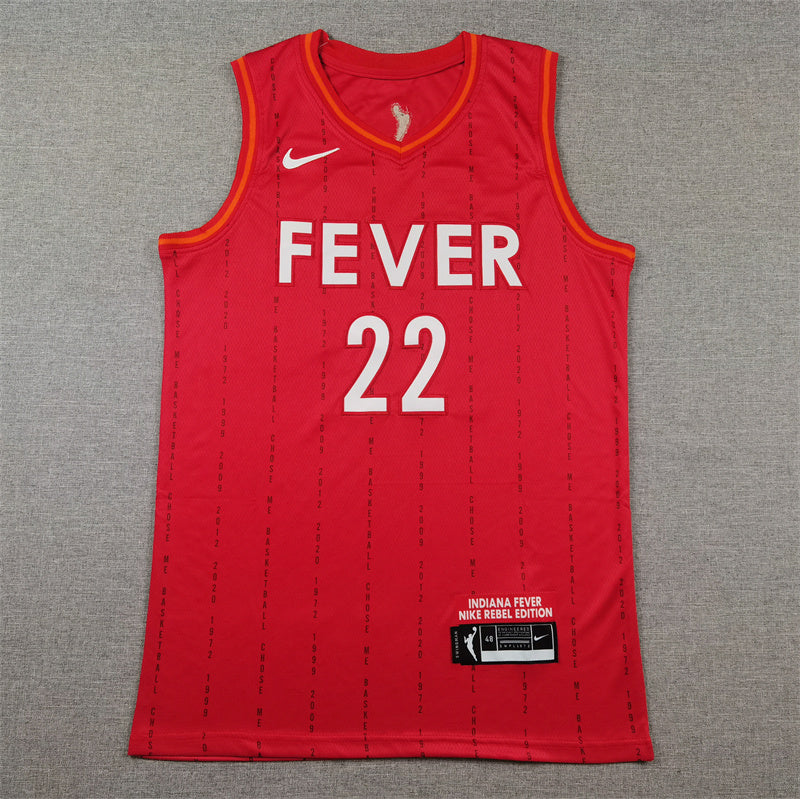 Indiana Fever Caitlin Clark #22 2024 Rebel Edition Red & White Jersey