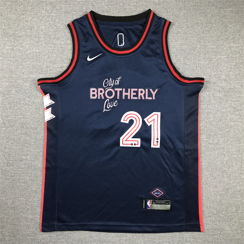 Sixers 2023-24 City Edition City of Brotherly Love Navy Jersey
