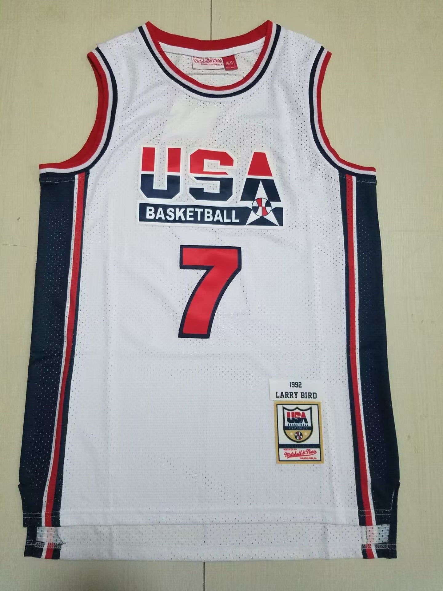 USA Larry Bird #7 1992 Dream Team Edition White Navy Red
