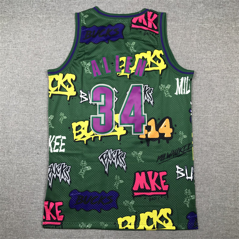 Milwaukee Bucks Ray Allen 34 2000-01 Graffiti Edition Green and Purple
