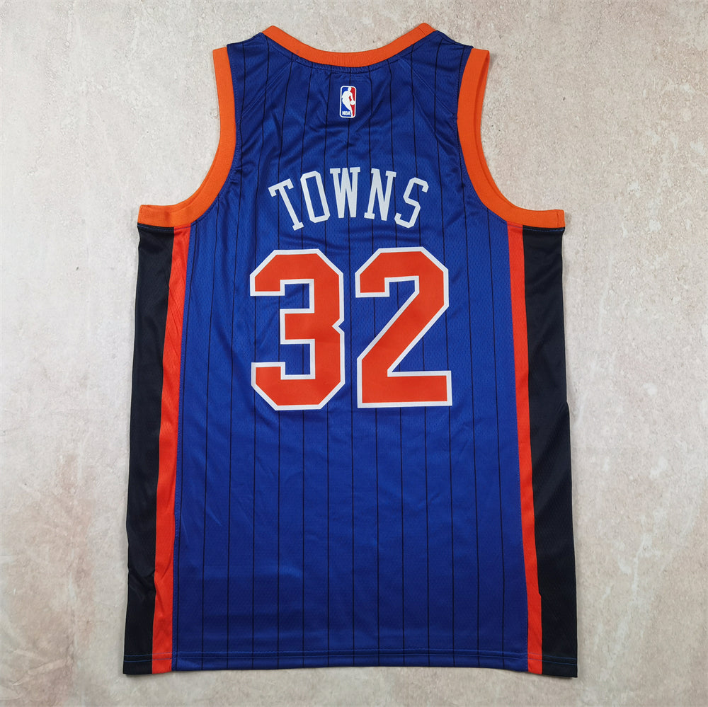 New York Knicks Karl-Anthony Towns #32 2024 Statement Edition Blue and Orange