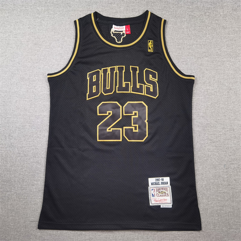 Chicago Bulls Michael Jordan #23 1997-98 Legend Retro Edition Black & Gold Jersey