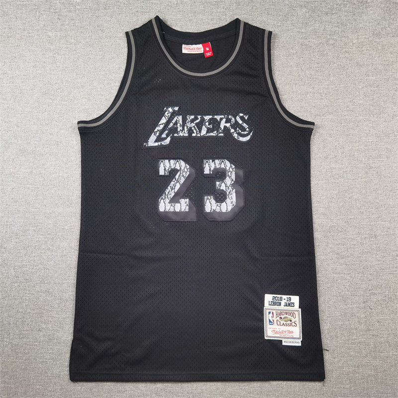 Los Angeles Lakers LeBron James #23 2018-19 Legend Retro Edition Black & Grey Jersey