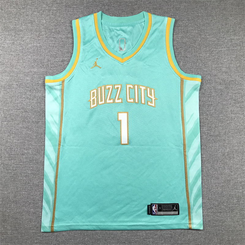 Hornets 2023-24 City Edition Buzz City Mint Gold Jersey