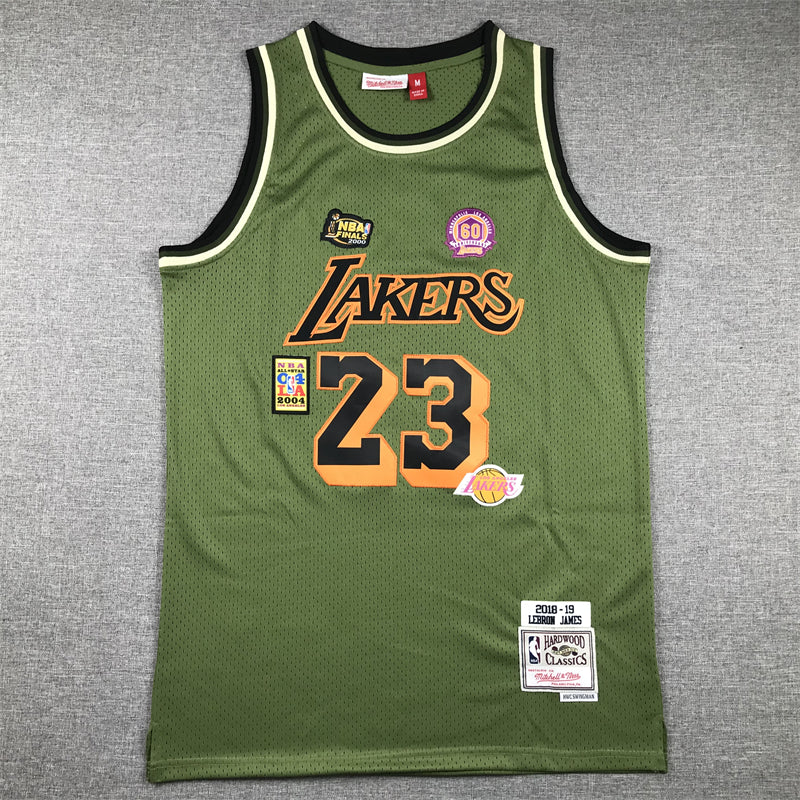 Lakers LeBron James #23 2018-19 Hardwood Classics Olive Jersey