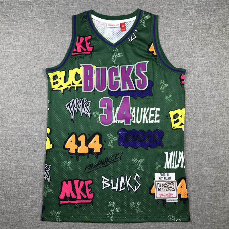 Milwaukee Bucks Ray Allen 34 2000-01 Graffiti Edition Green and Purple