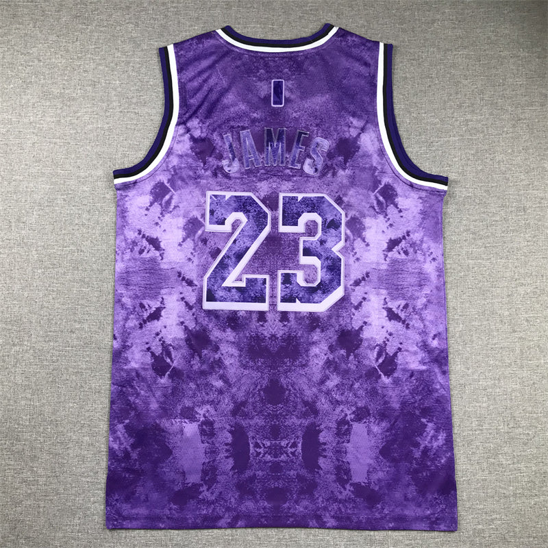 Los Angeles Lakers City Edition LeBron James Purple and White Jersey