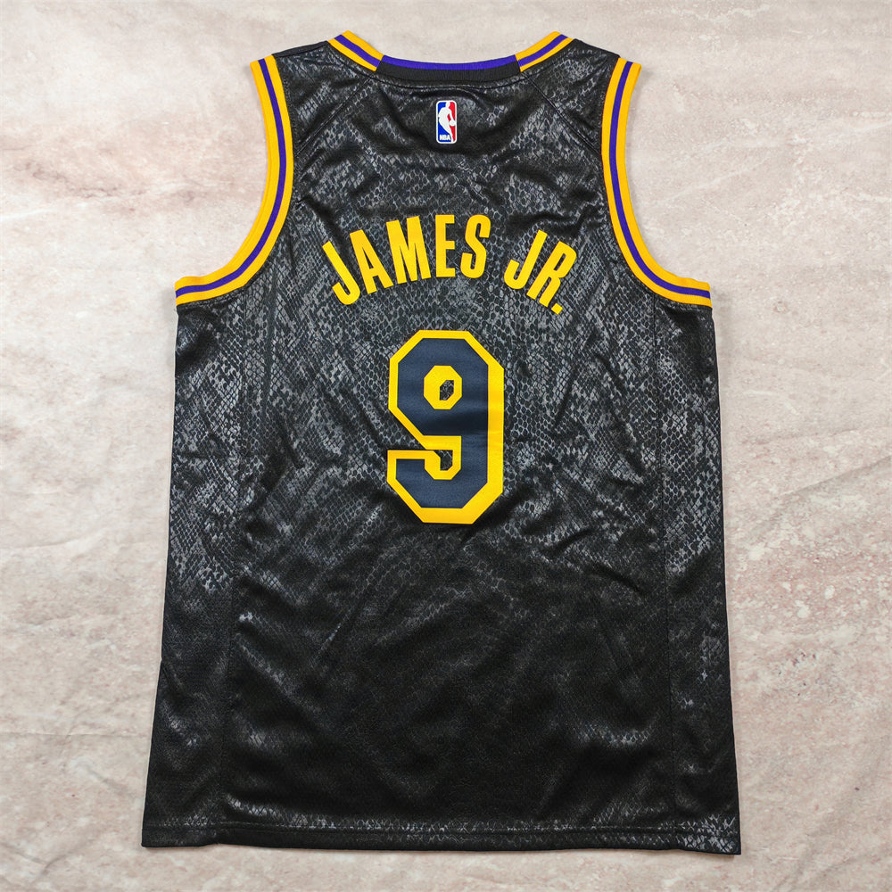 Lakers Bronny James Jr. #9 2024 City Edition Black Yellow