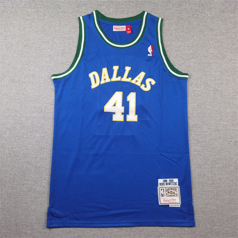 Dallas Mavericks Dirk Nowitzki #41 1998-2019 Legend Retro Edition Blue & Green Jersey